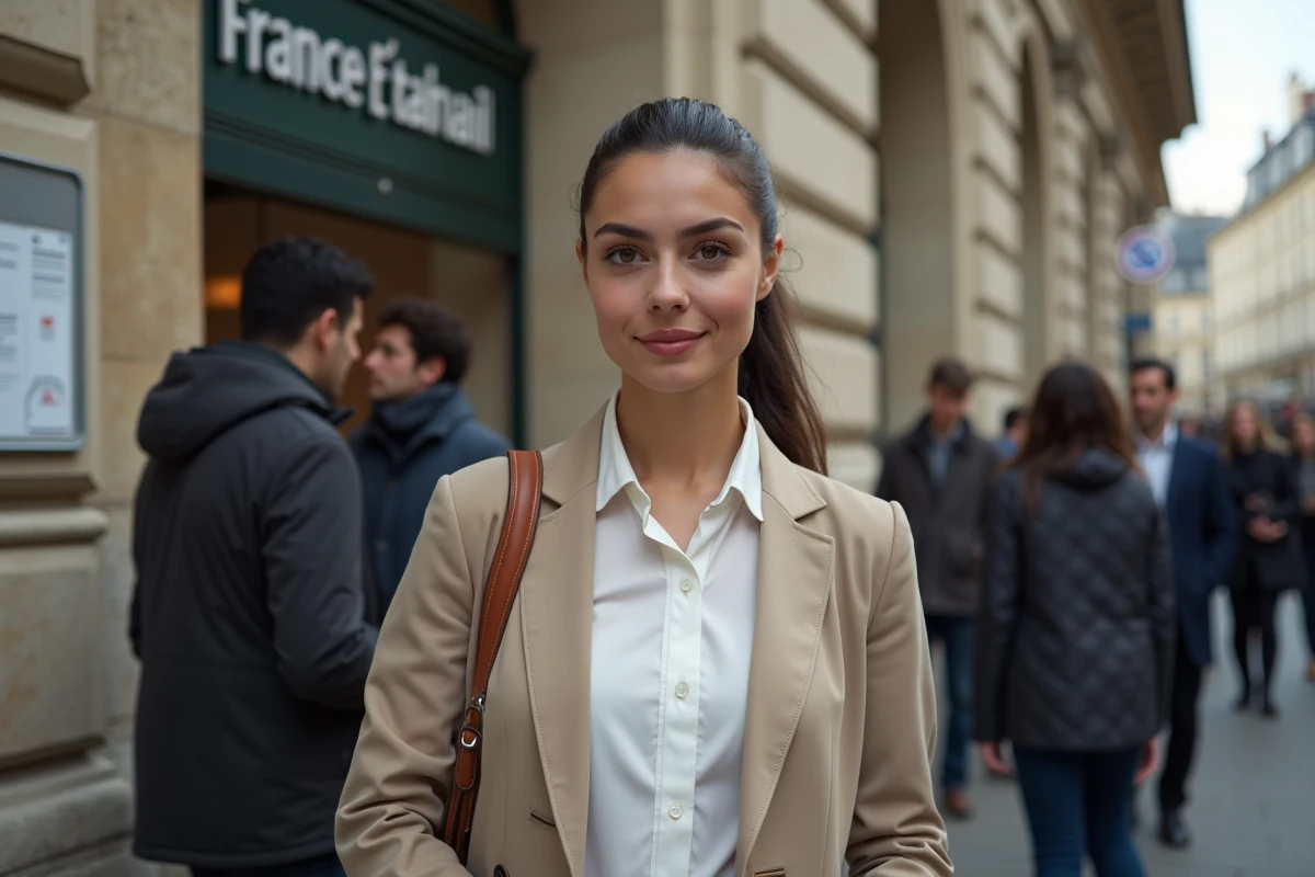 Jeune femme en file d